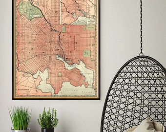 Mapa Baltimore – Stara mapa miasta odrestaurowana – Doskonała reprodukcja – Mapa Baltimore z 1901 r., dostępna na papierze lub płótnie