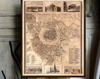 Vienna decorative vintage map - Fine giclee print on paper or matte canvas
