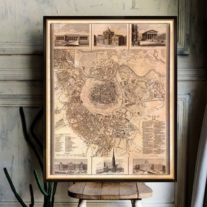 Carte vintage décorative de Vienne - Fine impression giclée sur papier ou toile mate
