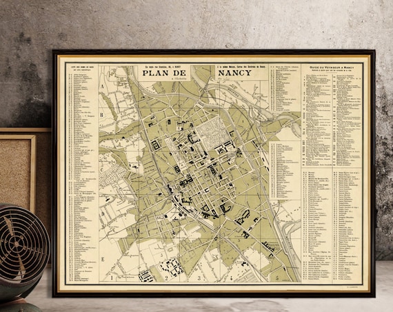 Nancy map - Old map of Nancy print - Fine reproduction on paper or canvas