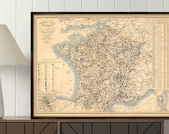 Gastronomic map of France - Guide map of the gastronomic products of France, giclee print