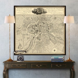 Plan de Toulouse - Ancienne carte restaurée - Carte d'archive imprimée sur toile ou papier
