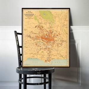 Vintage map of Lausanne - Old map archival print - Large wall map - up to 35 x 43.5 inches
