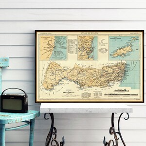 Impresión mapa antiguo de Pernambuco (Brasil) - Mapa de Pernambuco - Estado de Pernambuco, impresión de mapa en papel o lienzo