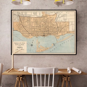Map of Toronto - Fine archival print - Toronto map restored, wall map print on paper or canvas