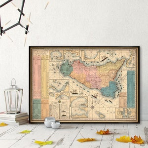 Sicily map Old map restored Vecchia mappa della Sicilia, available on paper or canvas image 1