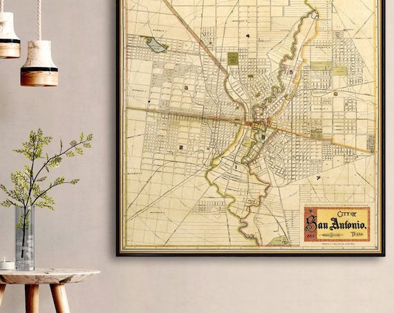 San Antonio map - Old map of San Antonio, archival print on paper or canvas