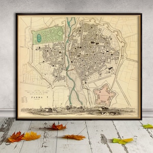Parma vintage map print - Antique Parma (Italy) city map  - Old map restored - giclee reproduction on paper or canvas