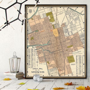 Stockton map - Historical city plan of Stockton - Fine print on paper or canvas