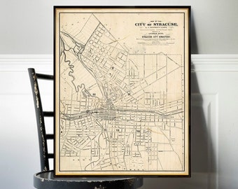 Old map of Syracuse - Historical Syracuse map, fine art print on paper or canvas