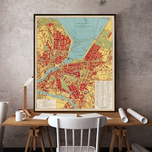 Ancienne impression de carte de Genève - Belle reproduction de la carte de Genève, disponible sur papier couché ou toile mate