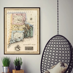 Mapa de Rhode Island - Mapa antiguo de Rhode Island, mapa histórico del estado del océano