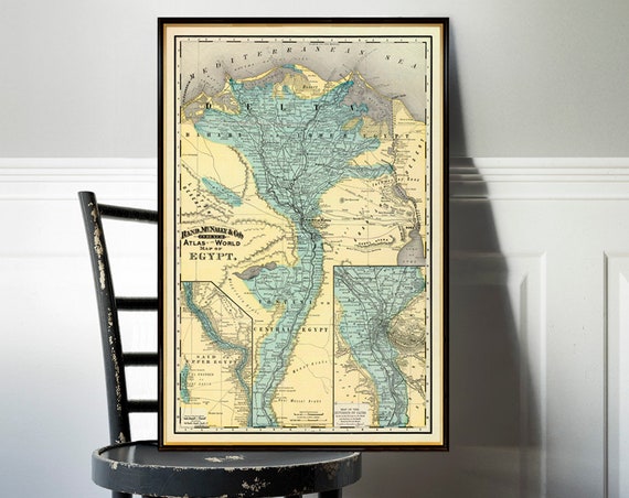 Map of Egypt - Old map restored - Archival reproduction on paper or canvas