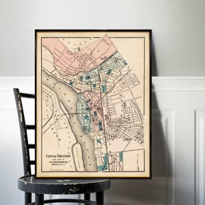 Antica mappa della città di Trenton (N.J.) Stampa - Vecchia mappa di Trenton disponibile su carta o tela