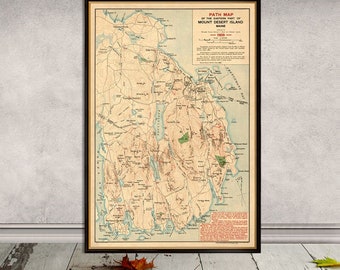 Old map of Mount Desert  Island  - Fine reproduction  - Topographic plan