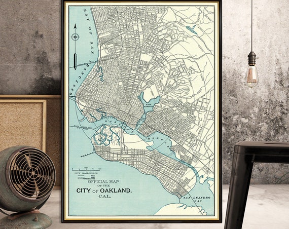 Old map of Oakland - Fine archival print - Vintage city plan
