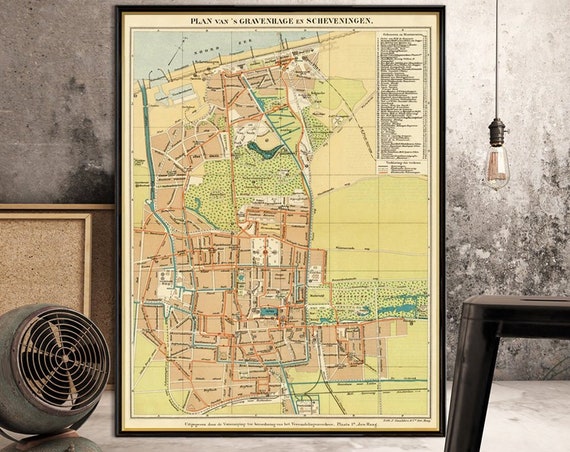 Hague map - Old map of Hague archival reproduction - Den Haag kaart, available on paper or canvas