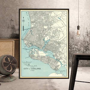 Old map of Oakland - Fine archival print - Vintage city plan