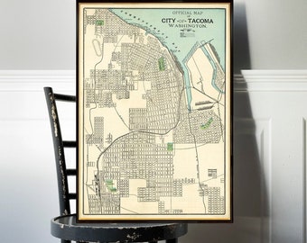 Tacoma  map  (Washington) - Old map of Tacoma print - Fine reproduction on paper or canvas