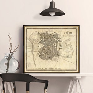 Historical map of Madrid -  Old map print on paper or canvas