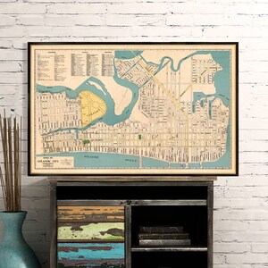 Atlantic City Karte, Vintage Stadtplan restauriert, Wandkarte Poster