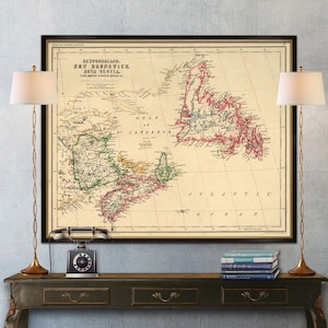 Kaart New Brunswick - kaart Newfoundland - kaart Nova Scotia - archiefafdruk op papier of canvas