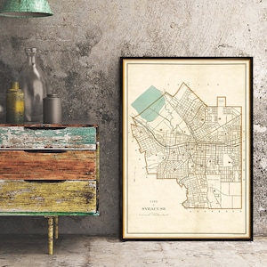Syracuse map - Old map of Syracuse - fine reproduction - two versions available, printed on paper or canvas