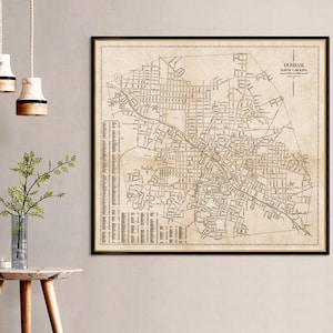 Durham map - Old map of Durham, fine print on canvas or paper