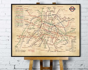 Paris metro map, Paris Métro plan officiel du réseau, subway map fine print