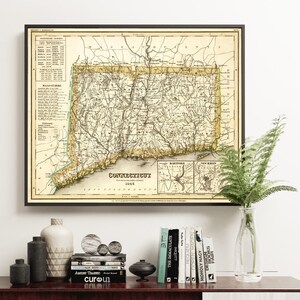 Old map of Connecticut - Large vintage map for home decoration, print on paper or canvas