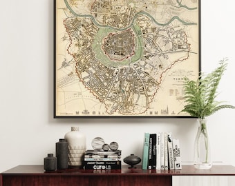 Wien map - Beautuful vintage map of Vienna- Wall map poster on paper or canvas