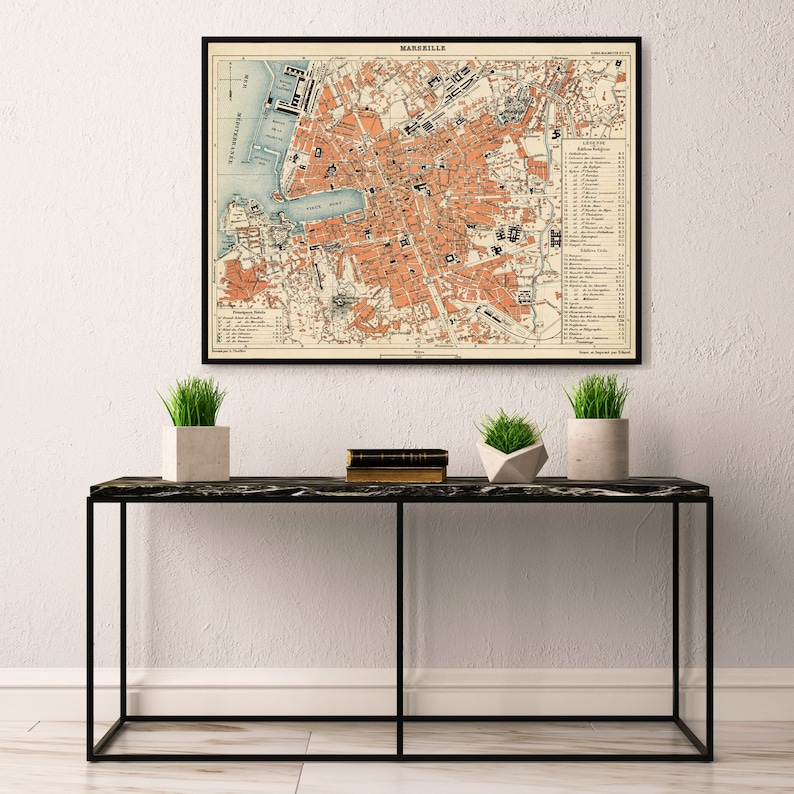Carte vintage de Marseille - Plan de la vieille ville de Marseille de 1888 image 1