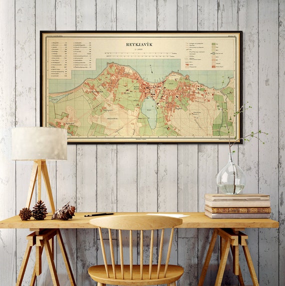 Reykjavik map - Historical map of Reykjavik -  Old map print - Archival print on paper or canvas