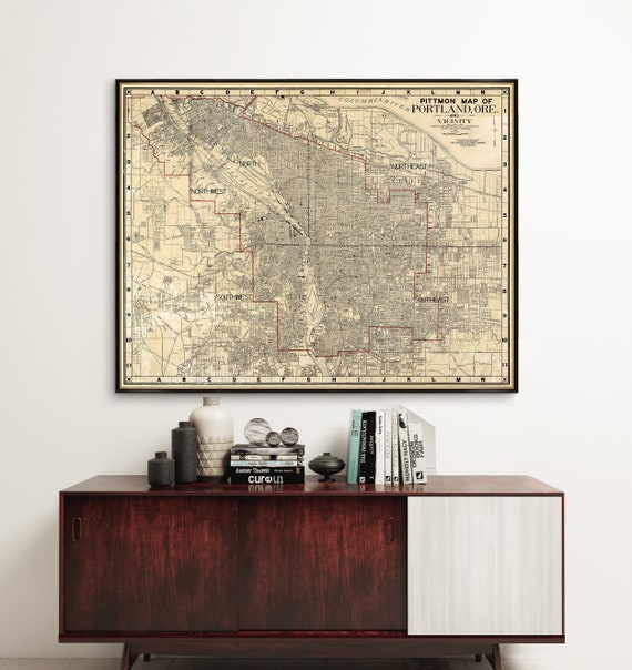 Portland map, old map of Portland (Oregon) , large map, a moment in history of Portland