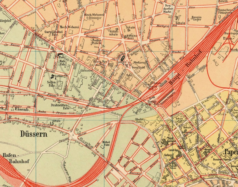 Duisburg map Map of Duisburg fine reproduction Alte Karte | Etsy