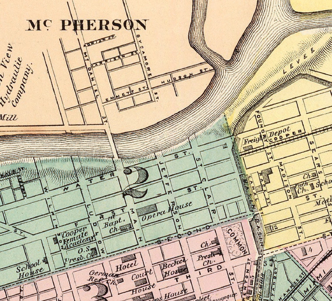 Old Map Vintage Map of Dayton Archival Reproduction on Etsy