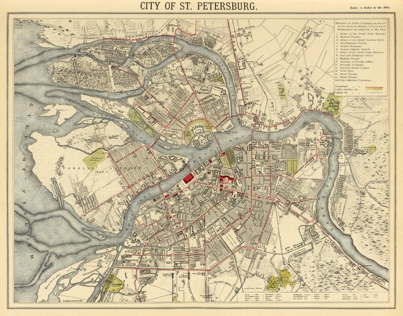 Map of St. Petersburg Sankt Petersburg Map Printed on Paper - Etsy