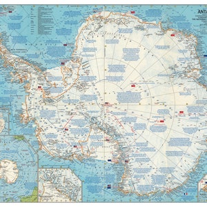 Carte vintage de l'Antarctique, carte des expéditions au pôle Sud, montrant les routes de Scott, Amundsen et Shackleton, impression de carte murale image 2