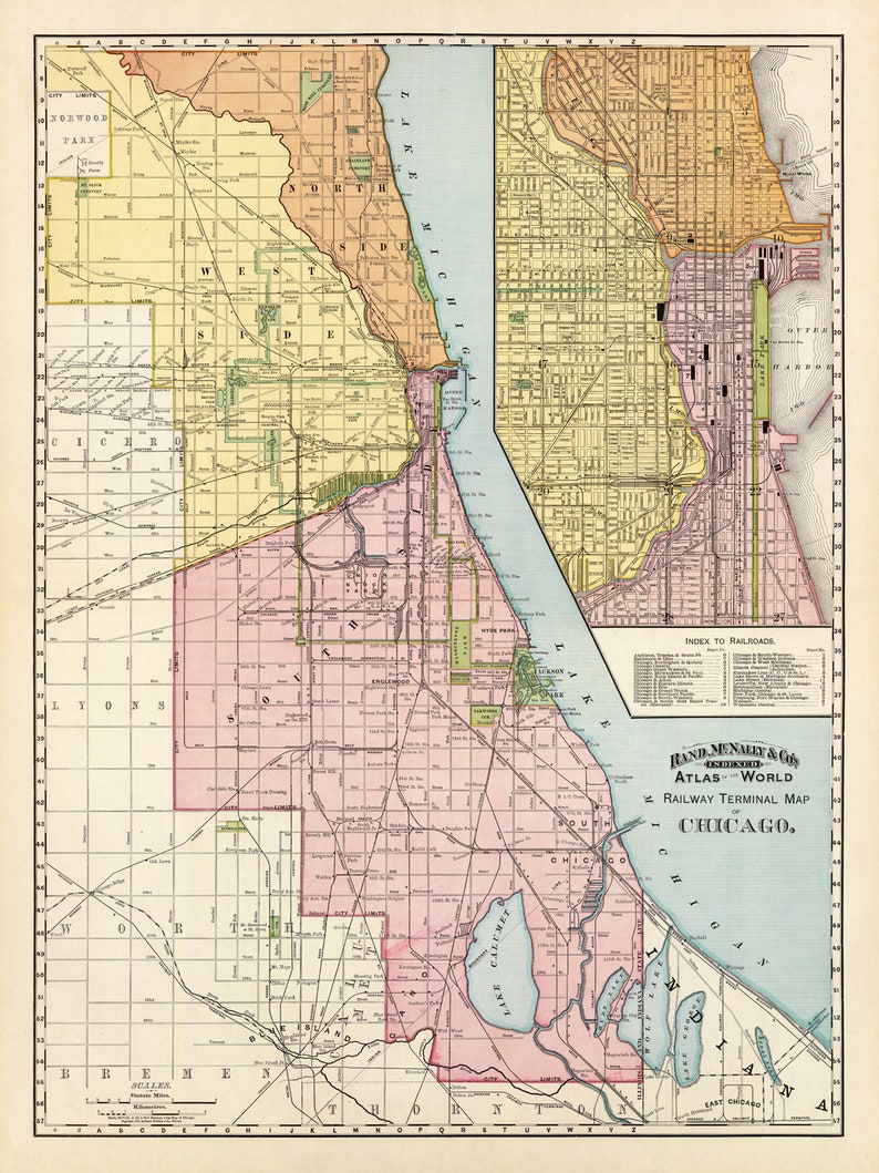 Map of Chicago Print, Wonderful Map of Chicago From 1897, Large Poster ...