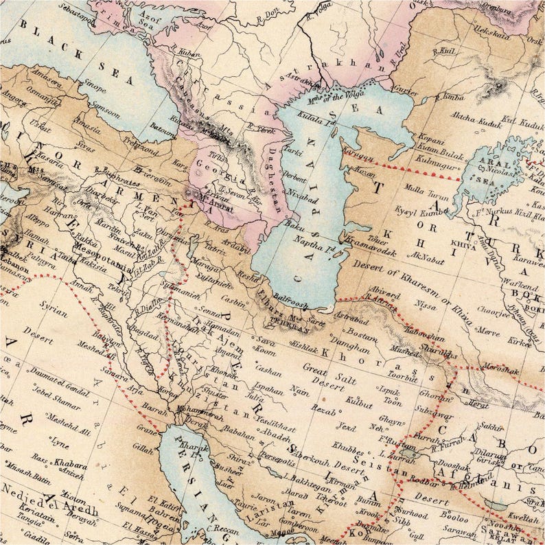 Antiker Asienatlas aus dem 19. Jahrhundert | Historischer Kartendruck | Vintage-Wandkunst Bild 3
