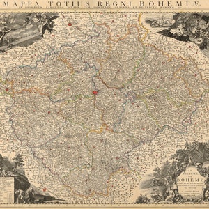 Carte ancienne de la Bohême - Grande carte du royaume de Bohême image 2