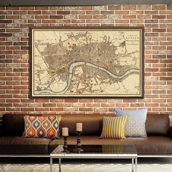 London  map - Old map of London reproduction - City of London map print on paper or canvas