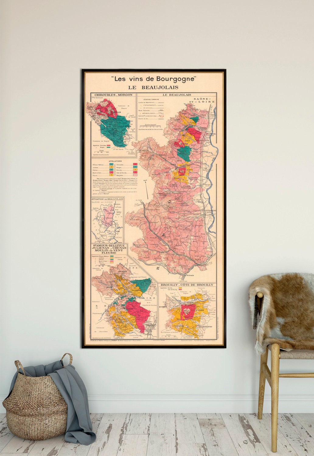 Wine Map Of Bourgogne Region Le Beaujolais Vineyards Map In France