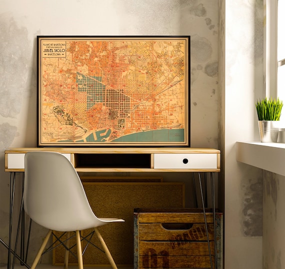 Barcelona map - Old city plan - Plano de Barcelona - Historic map reproduction - Wall map fine print - Large map on paper or canvas