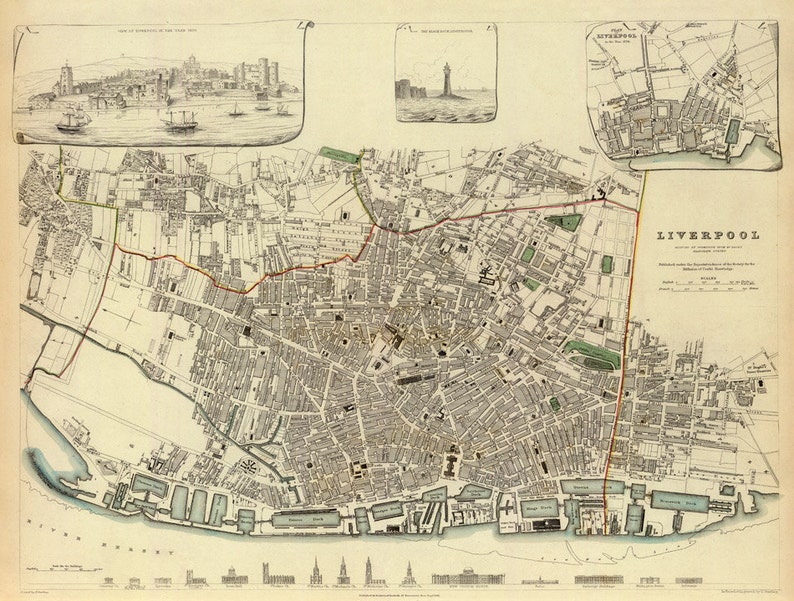Liverpool map UK Old map of Liverpool fine print on | Etsy