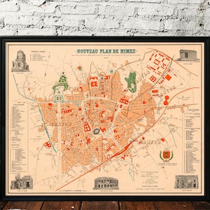 Plan de Nîmes - Plan de Nîmes - Giclee fine print on paper or canvas