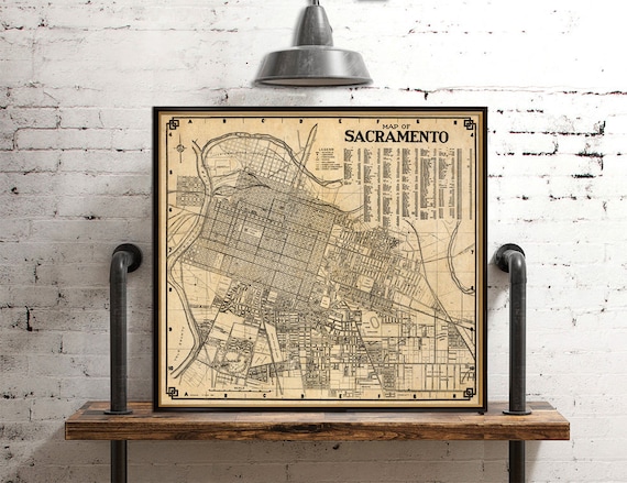 Map of Sacramento -  Old city map print - Fine giclee print on paper or canvas