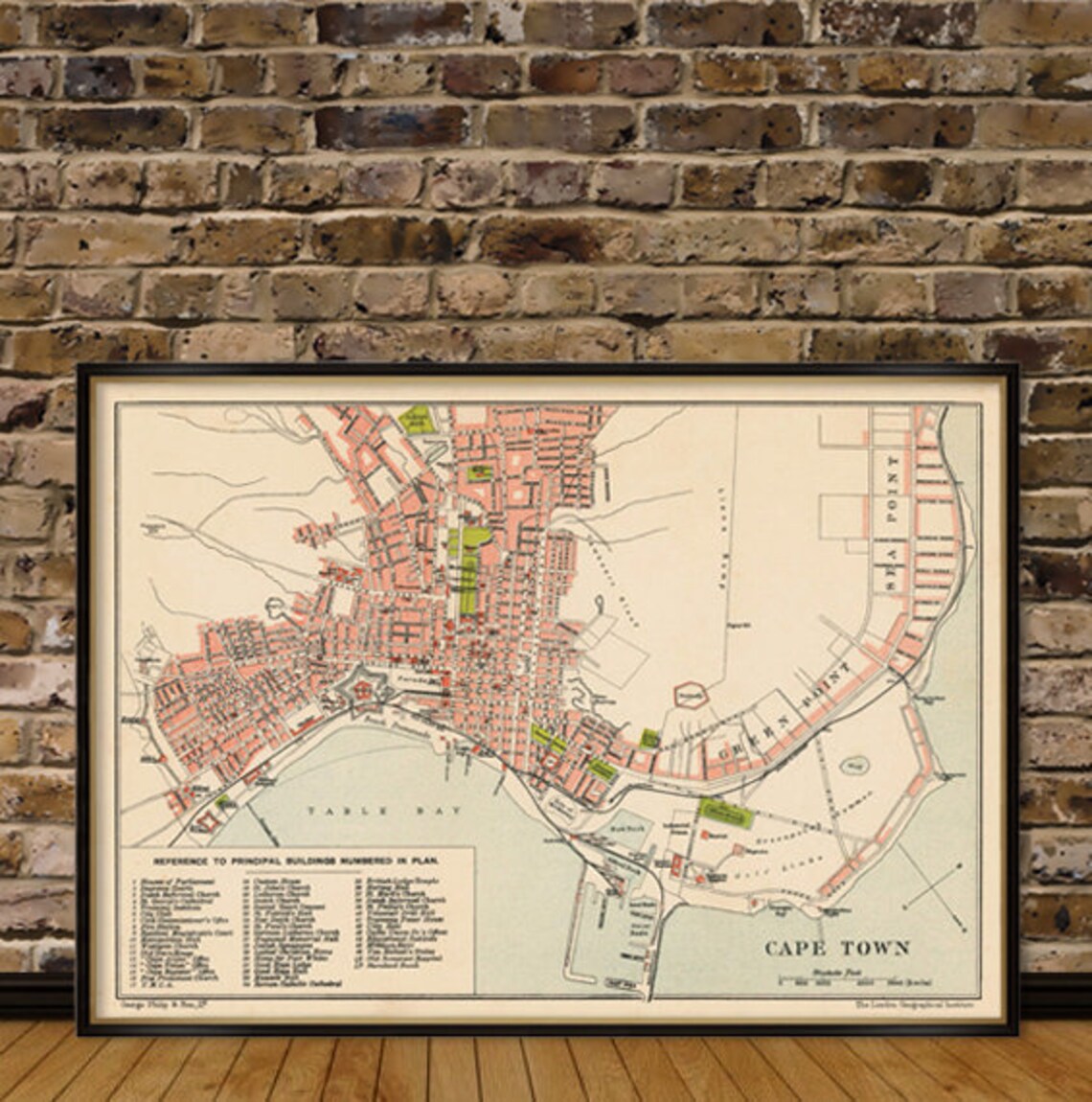Cape Town Map Old Map Of Cape Town Print Fine Reproduction Etsy