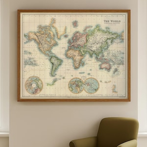 1923 Original Antique World Map - Mounted and Matted - Decorative