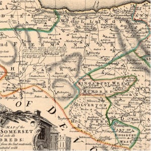Map of Somerset County - Alte Landkarte von Somerset, Feindruck auf Papier oder Leinwand Bild 5